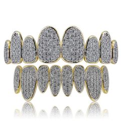 Punk Grillz Set Gold Silver Top Irregular 8tooth Canines With Zircon Teeth Grillz1299609