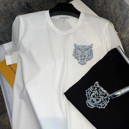 Men Women Short Sleeve T-shirt Luxury Brand Tiger Head Print High Quality Mercerized Cotton White Large Size Round Collar Tee 240603