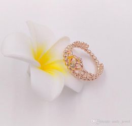 Rose Gold Plated & 925 Sterling Silver Jewellery Ring My Princess Tiara European Style Charm Crown Ring Gift 180880CZ2893715