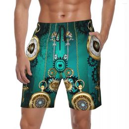 Men's Shorts Steampunk Print Board Summer Jewellery Watch Hawaii Short Pants Men Running Breathable Custom Beach Trunks