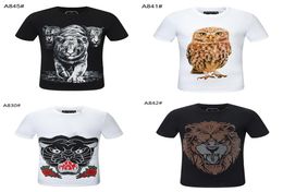high quality mens Tshirt Skull Summer Basic Solid crystal print letter Casual Punk tops Tee Tiger women Shirts clothing short sle2596622