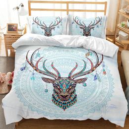 Bedding Sets Princess Cute Elk Set King Size Child Cartoon Bohemia Duvet Cover Double Bed Quilts Blue Home Textiles