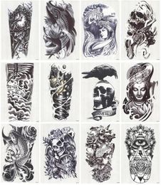 12 Sheets Waterproof 3D Arm Sleeve Makeup Temporary Tattoos Sticker Men Women Flash Tatoos Body Arts Swimsuit Makeup Tools D1901127649817