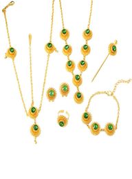 Ethiopian African Wedding New Necklace Earrings Ring Bracelet Hairpin Hair Chain Accessory Jewellery Sets9198736