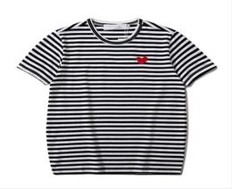 2021 summer high quality mens t shirt European American Striped small red heart embroidery Tshirt men women couples tshirt 12 co4565463