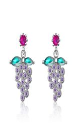 Girl cute Purple Grape zircon diamond Earrings Stud Students Sweet white gold plated Earrings Birthday Party Jewellery Valentine035054792