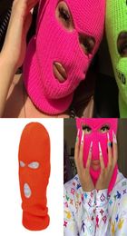 Balaclava Custom Designer Knitted 3 Holes Embroidery Ski Mask Face Pink Neon Hat DQ0W5421789