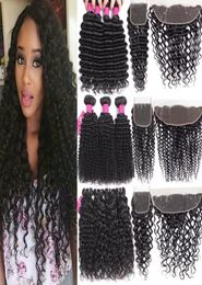 9A Brazilian Human Hair Weave With Closures 4X4 Lace Closure Or 13X4 Lace Frontal Closure Curly Deep Wave Human Hair Bundles With 4544181