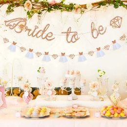 Banners Streamers Confetti Banner Flags Rose Gold Bride Will Become Sparkling Paper Wedding Dress Shower Single Party Decoration Ceramic Tiles WX5.302XQJ