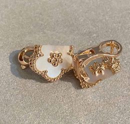 V gold Clip earring bracelet with nature shell flowr shape with diamond for women wedding wedding jewelry gift have normal box sta4680237