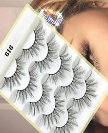 5Pairs 3D Faux Mink Hair False Eyelashes Natural Long Full Volume Wispies Classic Handmade Eye Lashes Extension Makeup Tools8082793