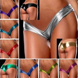 Sexy Lingerie Latex Women panties Briefs Bikini Thong G Strings Tangas Faux Leather Low Rise Sex Erotic Brief Underwear female Clu8208103