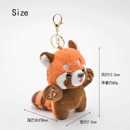 Plush Keychains Key Rings Cute cartoon red panda plug toy pendant small raccoon doll keychain amusement park WX5.30SB43