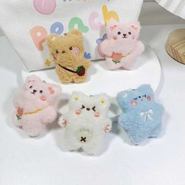 Plush Keychains Bag Parts Accessories Korean style Kaii teddy bear plush toy cartoon animal pendant keychain cute soft fed doll childrens Christmas gift WX5.30