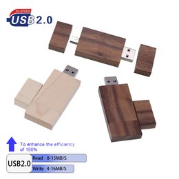 Usb 2.0 High Speed Wooden Flash Drive 4GB 8GB 16GB 32GB 64GB 128GB Memory Stick U Disc Gifts Wedding Gift USB Flash