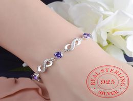 Authentic 925 Sterling Silver Endless Love Infinity Chain Link Adjustable Women Bracelet Luxury Silver Jewellery SCB0375572360