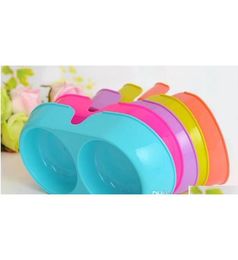 New Pet Feeder For Cat Dog Pets Supplies Double Food Plastic Bowls Cats Dogs Dishes Holder High Qual qylXkj packing20109694792