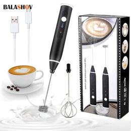 Portable Electric Milk Frothers Wireless Rechargeable Handheld Blender Egg Beater with USB Mini Whisk Mixer for Coffee Cream 240603