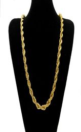 10mm Thick 76cm Long Rope ed Chain 24K Gold Plated Hip hop ed Heavy Necklace For mens4836639