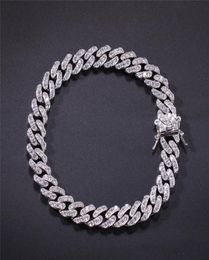 Hip Hop Micro Pave Cubic Zircon Cube Stones Cuban Chain Bracelet Gold Silver Color 8mm 7inches 8inches1691872