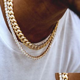 Pendant Necklaces Classic Hip Hop Mens Necklace Jewelry Chains Round Cut Tennis Long Chain Men Rose Gold Drop Delivery Pendants Dh3Lk