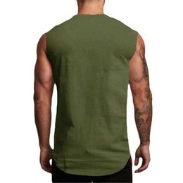 Men's T-Shirts Gym Fitness Muscle Sleeveless Singlets Summer Cotton Breathable Cool Feeling Tank Tops Mens Bodybuilding V-neck Sport T-shirt
