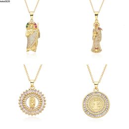 Fashionable design with Personalised inlay of Coloured zircon statue of the Virgin Mary pendant necklace with collarbone chain for women