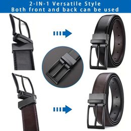 Belts 1pc Mens Belt Rotating Alloy Buckle Belt Trend High End Authentic Belt Casual Business Plus Size Jeans Belt Wearable Both Sides