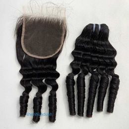 Loose Deep Wave Lace Human Hair Wigs Raw Virgin Chinese Indian Fancy Curl Bundles With Closure