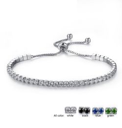 18K White Gold Plated Cubic Zircon Cluster Adjustable Box Chain Tennis Bracelets Fashion Womens Jewellery Bijoux for Party7334524