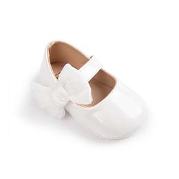 Sneakers Baby shoes baby girls classic bow tie rubber sole non slip PU dress toddler crib H240603 MGJX