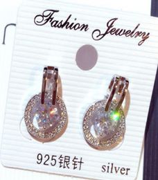 Wholenew ins trendy fashion luxury designer diamond zircon circle stud earrings for woman girls s925 silver pin gold silver2144393