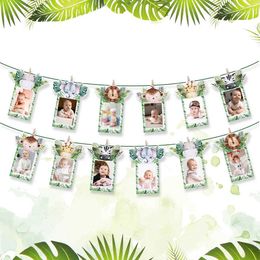 Banners Streamers Confetti Banner Flags Bunting Woodland Safari Birthday Party Decoration for the Jungle Wildlife Parks First Jungle Birthday Party WX5.30