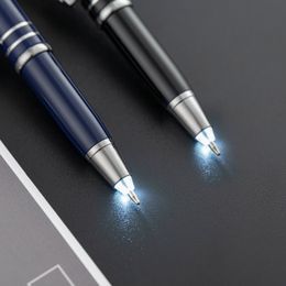 Classic high black/blue ballpoint pen/Roller ballpoint pen Business office stationery Promotional writing Business Gift ink pen writing smooth with LED light