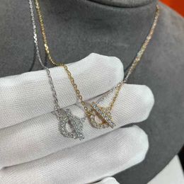 He Necklace Classic Charm Design Small Silver 18k Gold Diamond Round Chain Fashion and with Original Logo Sp98