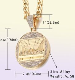 Chains The Last Supper Big Pendant Necklace Iced Out Bling Zircon Gold Color Jesus For Men Hip Hop Charm Jewelry GiftChains7323360