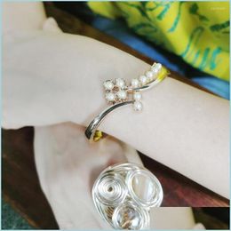 Bangle Imitation Pearl Bracelets For Women Fashion Trendy Gold Colour Unique Bracelet Alloy Accessories Drop Delivery Dhudn