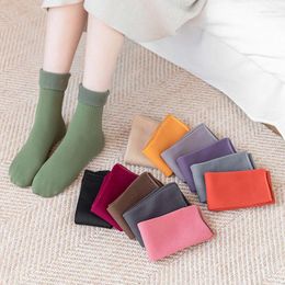 Women Socks 3 Pairs Winter Warm Thicken Thermal Wool Cashmere Snow Candy Seamless Stocking Velvet Soft Boots Floor Sleeping Sox