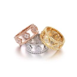 Rings Fourleaf Clover Kaleidoscope Rings for Women, Rose Gold Plated Clover Jewelry, Simple and Fashionable