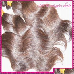 Hair Wefts Best Cambodian Body Wavy 4Pcs/Lot Natural Brown Color Thick Wholesale Clearance Promotion Shedding Cuticle Intact Drop Deli Dhz1E