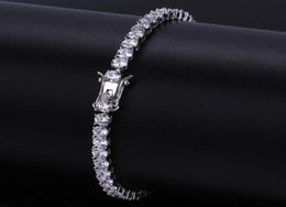 Hip Hop Bracelets Luxury Bling 4mm Zircon Bracelets Trendy Fashion Men Women Rhodium 18K Gold Plated Tennis Bracelets Jewelry1694436