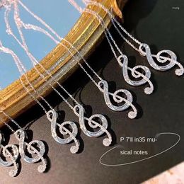 Pendants Product Luxury Jewellery Music Note Pendant Silver Plate Cubic Zircon CZ Diamond Gemstone Love Women Clavicle Necklace