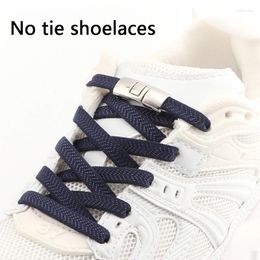Shoe Parts 1 Pair No Tie Laces For Sneakers Metal Lock Elastic Shoelaces Easy To Wear And Take Off Quickly Lazy Shoes Lace Shoestring
