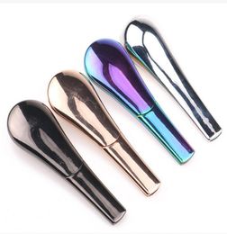 Zinc alloy spoon Smoking pipe metal soup spoon pipe smoke iron pipe dazzling ice blue pipes gift box Bubbler4887948