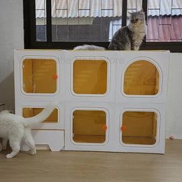 Cat Carriers Nordic Simple Cages Home House Light Luxury Indoor Super Large Free Space Cage Litter Box Integrated
