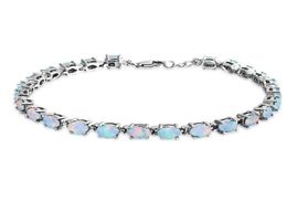 Silver Charm bracelet White opal fire 925 sterling silver 925 sterling synthetic opal oval tennis bracelet 826inch For Women Fash4188507