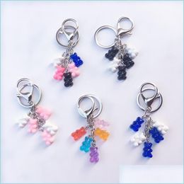 Keychains & Lanyards Resin Candy Keyring Colorf Lovely Bear Keychain Cartoon Bears Dangles Pendant Cute Girl Dangle 6 Colors Drop Del Dhkbe