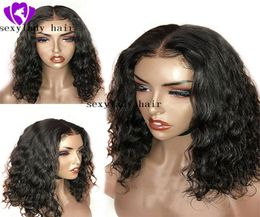 Natural black Short Bob Curly simulation Human Hair Wig Glueless synthetic Lace Front Wig heat resistant Fibre hair For Black Wome9239996