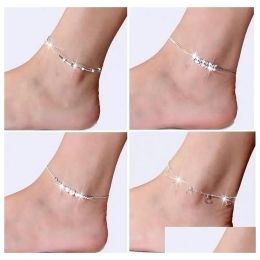 Anklets Sterling Silver 925 Anklet with Zircon Inlay Women's Elegant Foot Chain Jewellery