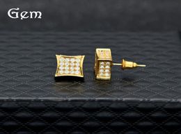 Men Cubic Zirconia Diamond Earings Fashion Mens Jewelry Hip Hop Copper White Gold Filled Crystal Stud Earring Jewelry5728839